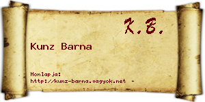 Kunz Barna névjegykártya